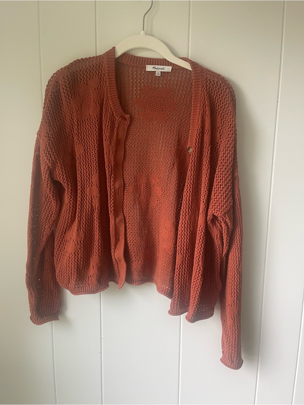 Madewell Open-Knit Cardigan Sweater - Rust Orange